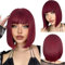colorfulpanda Perücke Rot Damen Kurze Bob Haare Perücken Synthetische Cosplay Gerade mit Flach Pony Natürliche Synthetische Bunte Cosplay Tägliche Party Perücke für Frauen