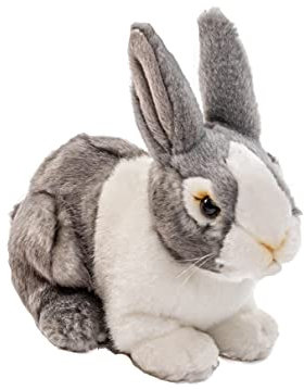 Uni-Toys – Kaninchen grau-weiß, sitzend - 20 cm (Länge) - Plüsch-Hase - Plüschtier, Kuscheltier