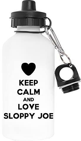 Capzy Keep Calm And Love Sloppy Joe Sans Polluant Blanc Bouteille d'eau Aluminium Pour l'extérieur Pollutant Free White Watter Bottle For Outdoors