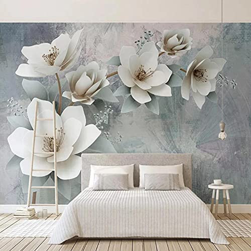JXMFYY Papier Peint Fleur Blanche 300x210cm Papier Peint Panoramique Intissé Chambre Salon Décoration Chambre Garcon Murale Stickers Muraux Xxl Poster