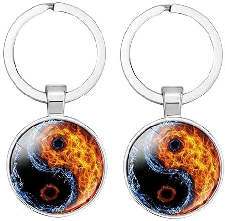 Schlüsselanhänger Zubehör Eis und Feuer Yin Yang Tai Chi Klatsch Zeit Edelstein Kleines Geschenk Wasser Feuer 2 Stück