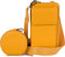 styleBREAKER Damen Taschen Set 2-Teilig Mini Bag mit Handy Fach und RFID Schutz, Umhängetasche, Handytasche, Crossbag 02012385, Farbe:Curry