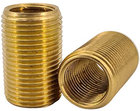 2x Reduzier-Rohr M13x1 auf M10x1 L.20mm Verbindungsmuffe Messing Reduzier Stück blank roh