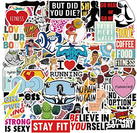 100Pcs Fitness Inspirational Slogan Aufkleber, Niedliche Gymnastik Aufkleber für Wasserflasche Laptop Stoßstange, Vinyl Wasserdicht Bunte Workout Stickers Pack für Kinder Jugendliche Jungen