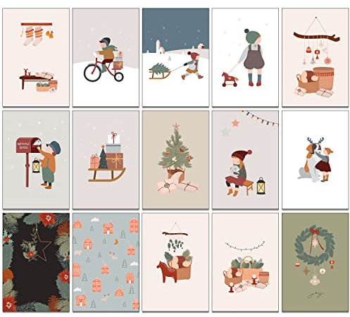 the lazy panda card company 32 traditionelle und nostalgische Weihnachtspostkarten