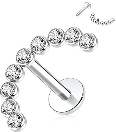 AROWRO Titan Tragus Medusa Conch Helix Monroe Philtrum Piercing Schmuck 16g Labret Tragus Lippenknorpel Medusa Schmuck Ohrringe mit Innengewinde Tragus Creolen Lippenringe für Frauen Knorpel 6mm