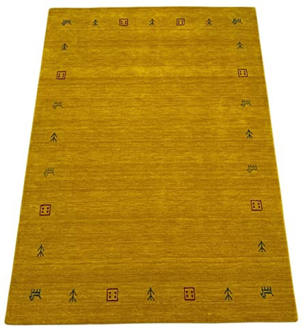 Gabbeh Teppich Gold 100% Wolle Orientteppich Handgewebt Loom Brücke G-630