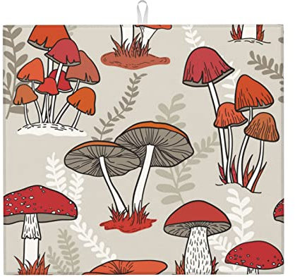 Rote Pilze Küchentisch Saugfähig Pad Geschirr Trocknen Pad Geschirrspüler Drainage Pad