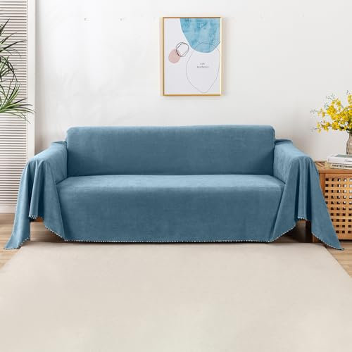 VanderHOME Anti-Rutsch Sofa Abdeckung Home Dekoration - Elastische Dehnbare Schutzhülle für Wohnzimmer und Haustier in Hellblau, Universal Vier Jahreszeiten 180 * 90cm