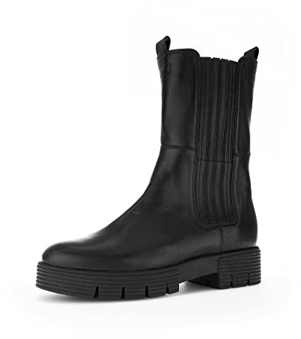 Gabor Damen Chelsea Boots, Frauen Stiefeletten,Wechselfußbett,Komfortable Mehrweite (H),Kurzstiefel,schwarz (Flausch),40 EU / 6.5 UK