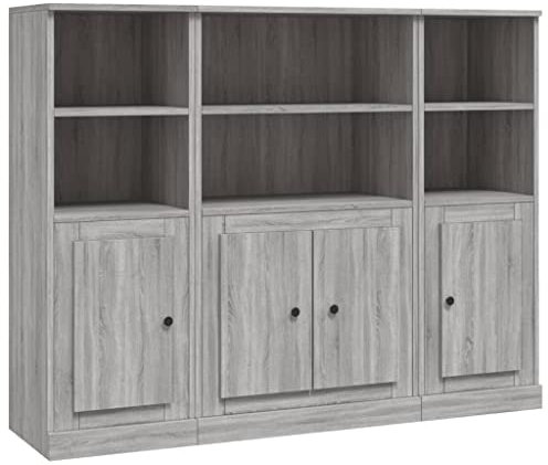 Buffets 3 pcs sonoma gris bois d ingénierie