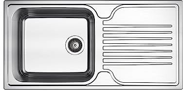 RUMO Elite Stainless Steel Kitchen Sink 1.0 One Single Large Deep Bowl Reversible Sinks with Drainer 1000 x 500mm Inset Life Time Warranty Includes Wastes & Plumbing Kit