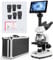 Vabiooth Laborkomplexes Trinokulares Mikroskop mit konstanter Temperatur, 40X-2500X Vergrößerung und 5MP 7-Zoll Monitor, Einstellbarer thermostatischer mechanischer Tisch für Tierhaltung