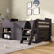ModernLuxe Kids Bed Frame, Wooden Storage Toddler Bed, Children's Cabin Bed with Drawers Shelf Ladder, Mid Sleeper Bed - 3ft (90 x 190 cm) Single Bed Frame, TT30902901G