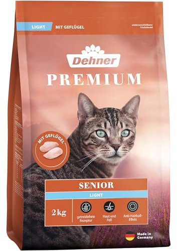 Dehner Premium Katzenfutter Light, Trockenfutter getreidefrei / kalorienreduziert, für ältere Katzen, Geflügel, 2 kg