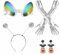 Hpbaggy Alien Kostüm Set,Alien Haarreif Rave Outfit,Alien Stirnband und Brille Handschuhe,Alien Haarreif Alien Brille,Glitzer Alien Haarreif in silver,Damen Verkleidung Erwachsene Kostüm Zubehör