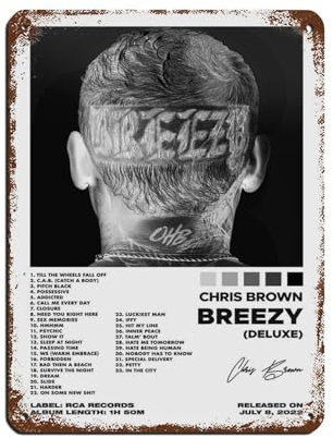 Chris Brown – Breeze Album Cover Poster Blechschild Vintage Metall Pub Club Cafe Bar Home Wandkunst Dekoration Poster Retro 30 x 40 cm