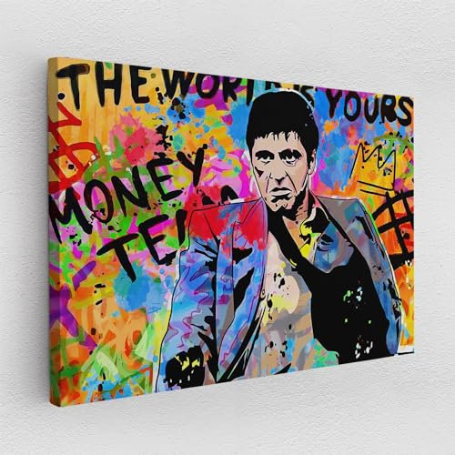 Poster Pop Art Graffiti Tony Montana Star Scarface Abstrakt Wandbilder Wohnzimmer Schlafzimmer Büro Wanddekoration Deko XXL günstig (Poster, 40x30 cm)