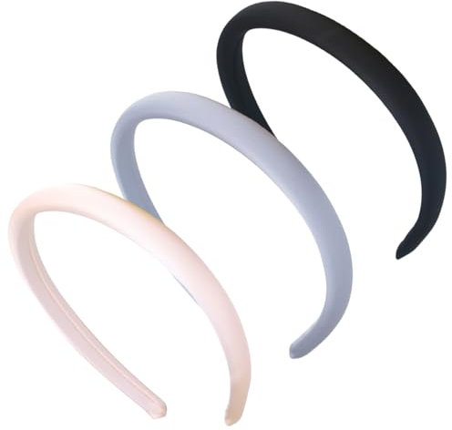 scicent Haarreifen Damen 3 Stück Satin-Stirnbänder Schwamm Kopfband Modisches Solides Stirnband Rutschfest Einfarbig Haarbänder Haarschmuck für Frauen Mädchen Halloween Weihnachten - 6003