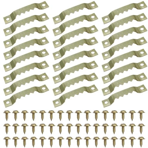 24 Pezzi Ganci per Appendere Quadri, Attaccaglie per Quadri, Gancio a Dente di Sega, Ganci Dentati per Quadri, Ganci Quadri Muro, Ganci Quadri, Con 48 Viti, Per Appendere Quadri, Cornici, Specchio