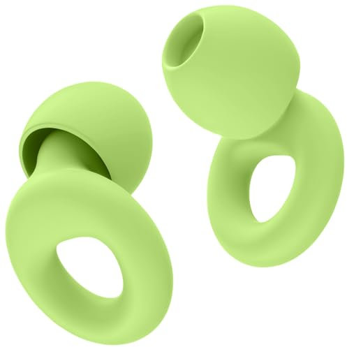 HOYIO Tappi Orecchie Antirumore Dormire, 2 Paia in Silicone SNR 27 dB, Riutilizzabili per Lavoro/Studio/Concerti/Viaggi Aerei, Adulti e Bambini con 8 Inserti + Sacchetto Portatile, Verde Chiaro