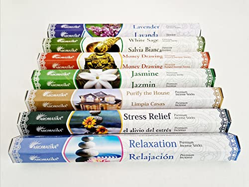 Räucherstäbchen 140 Stück | 7 Sorten | Premium Incense Sticks | Money Drawing | Relaxation | White Sage | Purify The House | Stress Relief | Lavender -sind 100% natürlichen Inhaltsstoffen