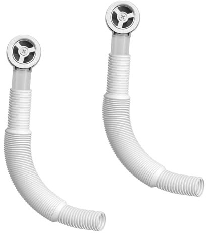 GIONAR Waschbecken-Überlauf-Set, 2-teilig, inkl. Überlaufabdeckung und Überlaufrohr, Rohrdurchmesser 21,5 mm, Länge 23–60 cm (runder Überlaufring: 41 x 41 mm)