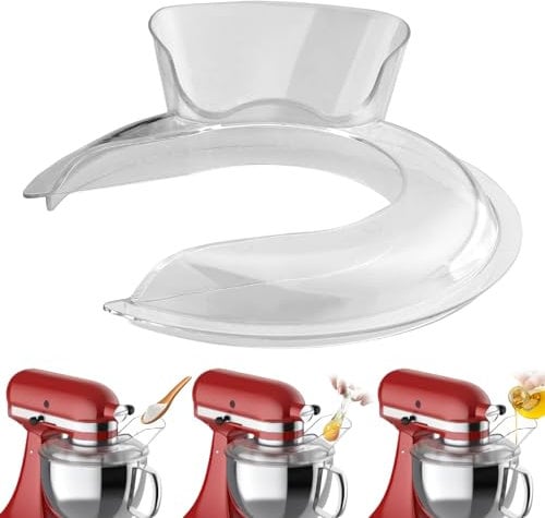 HOMGEN Pouring Shield for KitchenAid 4.8l Pouring Shield Secure Fit Medium Mixer Bowls Dishwasher Safe Splashguard for 4.5 and 5 Quart Fit Stainless Steel, Glass and Ceramic Bowl with Cleaning Brush