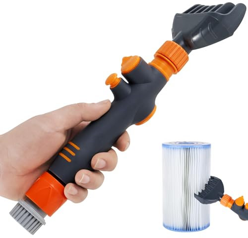 NIHUIFDPY Premium Pool & Spa Filter Cartridge Cleaner, Pool Cartridge Filter Cleaner with 6 Powerful Water Jets for Removes Debris & Dirt from Pool Filters in Seconds