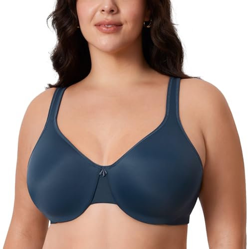 Delimira Women's Minimiser Bra Plus Size Underwired Full Cup Non Padded Seamless Support T Shirt Bra Sargasso 40DD
