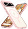 BESINPO Magnetica Cover per Google Pixel 9/Google Pixel 9 Pro con Vetro Temperato, Compatibile con MagSafe, Custodia Google Pixel 9/Pixel 9 Pro Antiurto Trasparente Retro Case,Rosa