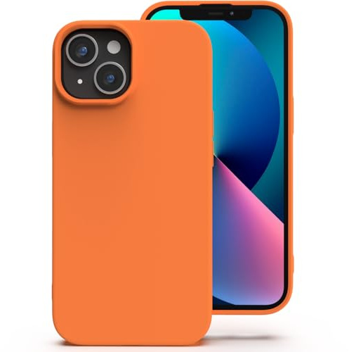 Zuvirelx Silikon Handyhülle für iPhone 13 Mini Hülle, Weiches Griff, Dünne, Minimalistisch, Stoßfest, rutschfest, Taschenpassend - Orange