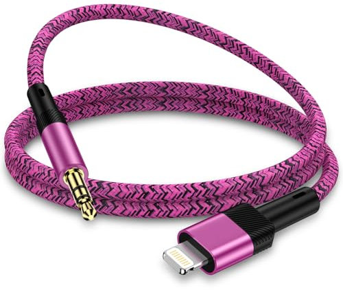 Aux Cable for iPhone in Car Aux to Lightning Cable[MFi Certified]3.3FT Stereo Lightning to 3.5mm Headphone Jack Lead Audio Stereo/Speaker Compatible with iPhone 14 13 12 11 XR XS X 8 7 SE i Pad