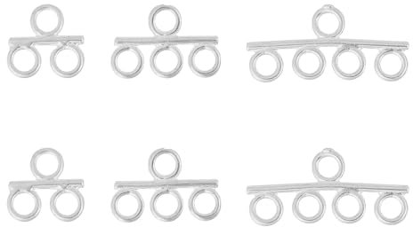 CHGCRAFT 6 cierres deslizantes de 3 estilos de plata de ley 925 multicapa, cierre de tubo deslizante para pendientes, collares, pulseras, joyas, manualidades, plata, 0.85x1.05x0.1cm