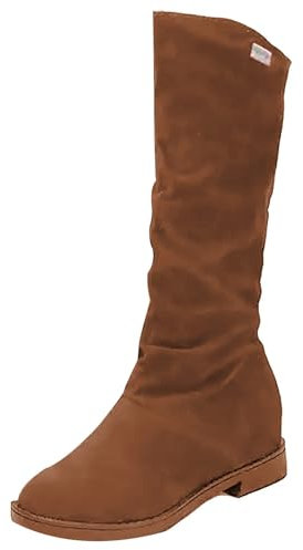 Stivali Texani Donna con Tacco Bassi Texani Western Stivaletti Equitazione Camperos Texani Donna Stivaletto Tacco Medio Stivali Elasticizzati Donna Curvy Boots a Punta a Metà Polpaccio Tronchetti