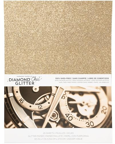 Glitzer-Karton, 21,6 x 27,9 cm, fusselfreies, funkelndes Bastelpapier für Sammelalben, Kartenherstellung, DIY-Kunstprojekte – 20 Blatt, 38,6 kg schwer, 230 g/m², Roségold