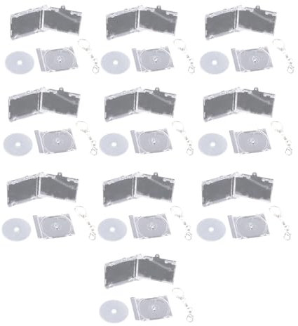 ESTCNK 10 x Acryl-Gedenk-Mini-Album-Schlüsselanhänger, Souvenir, Rucksack-Anhänger, Box CD Disc Silber L, As detailed description
