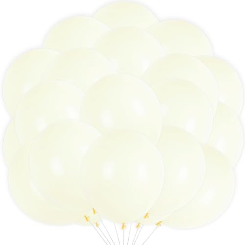 KOBOKO Luftballons Beige, 20 Stk 10 Zoll Weiße Luftballons Hochzeit, Weiße Ballons Geburtstag, Beige Latex Ballons Hochzeit Deko, Helium Ballon Weisse für Hochzeitsdeko Geburtstag Babyparty Taufe Deko