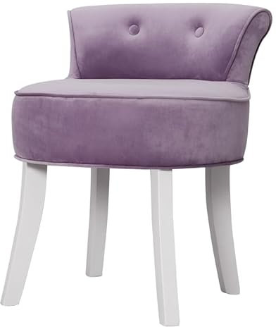 Warmiehomy Dressing Table Stool with Solid Wood Legs and Tufted Back Velvet Makeup Vanity Table Stool Chair for Bedroom Dressing Table, Kindergarten, Purple