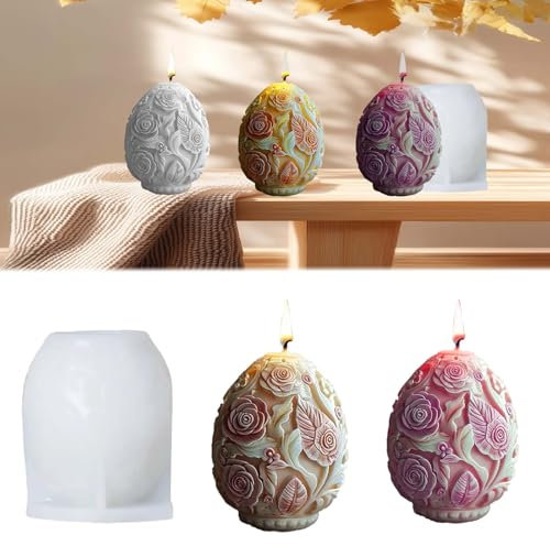 WISIRENT Silikonform Osterei Blumen Kerzenhalter - 1 Stück - Silikon - Formguss - Easter-Ei-Blumen-Kerzenhalter