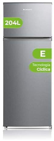 Aspes Frigorífico 2 Puertas Inox AF145502EX. Capacidad 204 Litros, Puerta Reversible, Bajo Nivel Sonoro, Eficiencia Energética Clase E