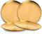 Stainless Steel Dinner Plates Set 4 Piece Round Dishes Salad Plates and Dessert Plates Indian Style Colorful Metal Platter Barbecue Dish Cake Mold Tray Meat Dish Rice Plate 9.1 Inch (Gold)