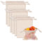 6 Pcs Reusable Produce Bag Cotton Mesh Produce Bags Organic Mesh Bags Muslin Bag with Drawstring for Vegetables Fruit Grocery Shopping