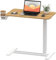 SANODESK Standing Desk Height Adjustable Overbed Bedside Table with Hidden Casters, Pneumatic Mobile Laptop Computer Standing Desk Cart with Tray, Hospital and Home Use(White Frame+Maple Top)