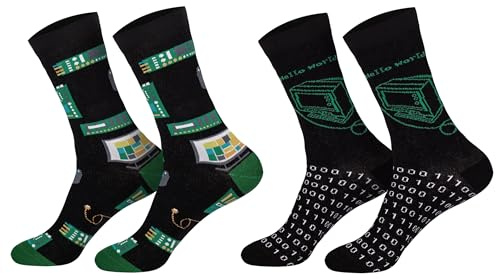 Sockenversandhandel Damen Jungen Mädchen Socken (2 Paar) witzig bunt 36-41 Computer