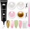 BISHENGYF Multifunctional 3D Gel: No Wipe 30g 3d sculpting nail gel and 4Pcs Gold Chrome Nail Powder,Metallic Pink Pearl Chrome Nail Powder,5D Molding Gel for Nails Decoration Drawing Nail Gel(Yellow)