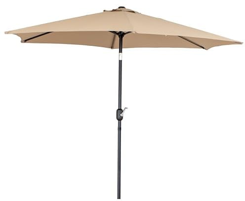 GARDENIA Ombrellone da Giardino 270 cm Beige Moon Round, Palo in Acciaio Antracite, Inclinabile, Antivento, con Manovella, per Terrazzo, Spiaggia, Giardino, Balcone