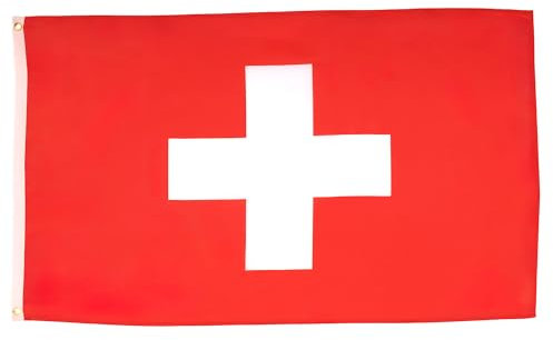 AZ FLAG – Lote de 10 banderas de Suiza – 90 x 60 cm – Bandera Helvética 100% poliéster con ojales metálicos integrados