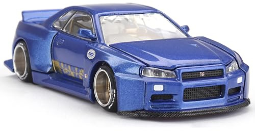 Kaido House Nissan Skyline GT-R (R34) Kaido Works Shinjuku V2 by Mini GT in Blue 158