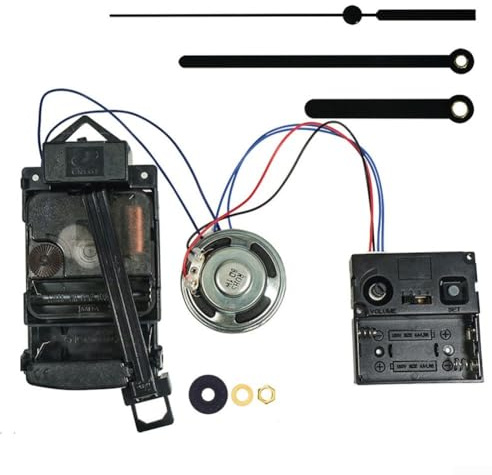 Pendeluhr-Uhrwerk, Musikklingel, DIY-Set, batteriebetriebener Mechanismus, schwarz, 17 mm Schaft, inklusive Handantriebseinheit, Spieluhr für Heimdekoration, Schlafzimmer, Wohnzimmer, Bar, einfache